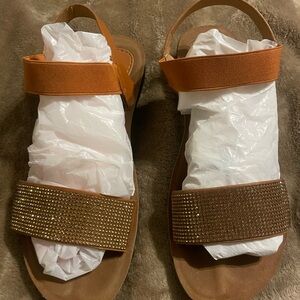 Chic Orange Sandals with Sparkling Accents